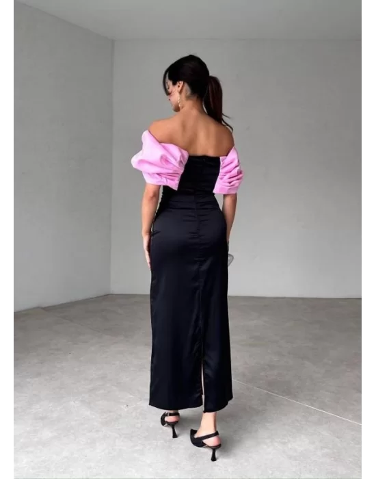 Pembe Önü Fiyonklu Elbise