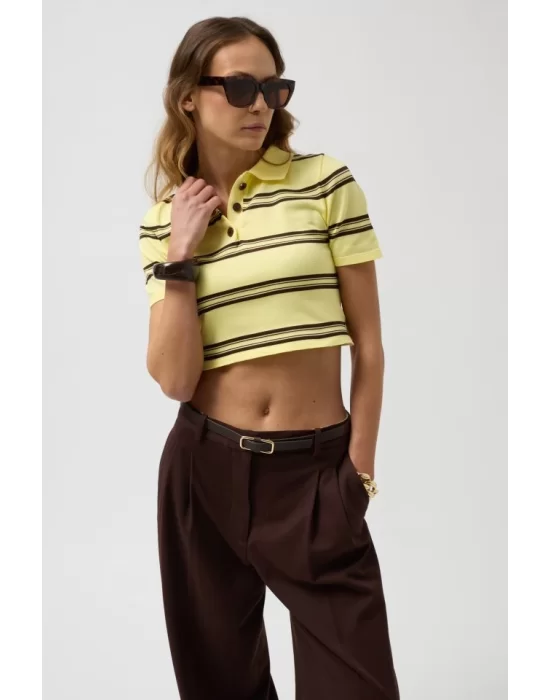 Polo Yaka Crop T-Shirt