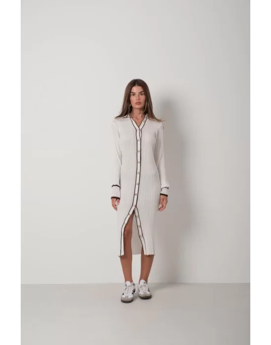 Polo Yaka Düğmeli Elbise