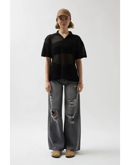 Polo Yaka TransparanT-Shirt