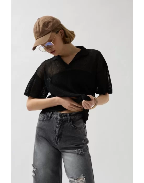 Polo Yaka TransparanT-Shirt