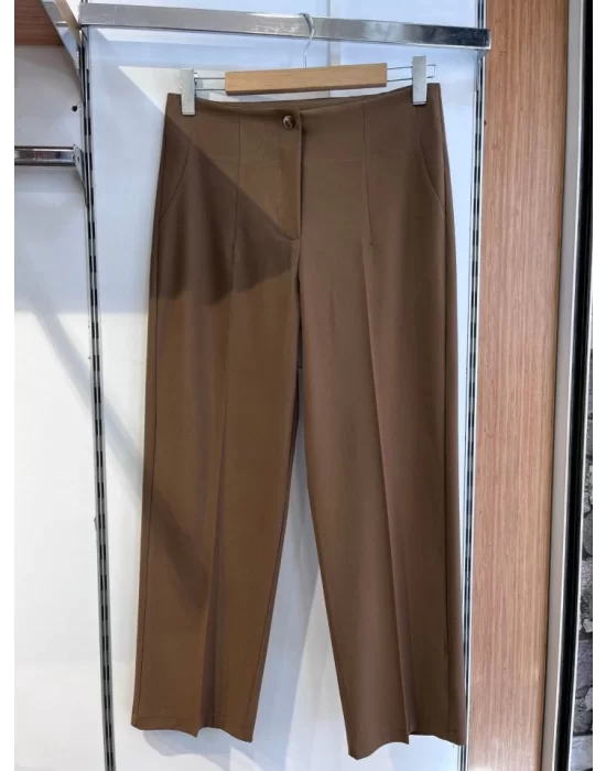 Poly Viscose Yüksek Bel Pervazli Pantolon