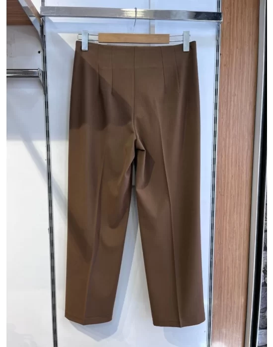 Poly Viscose Yüksek Bel Pervazli Pantolon