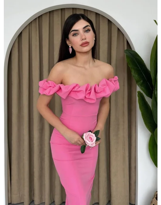 Popi Madonna Yaka Kalem Elbise