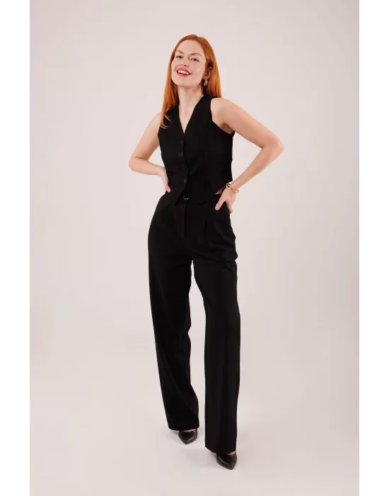 Premium Model Oturtmalı Siyah Pantolon