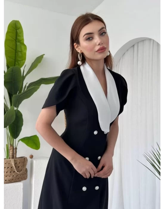 Reta Düğme Detaylı Elbise