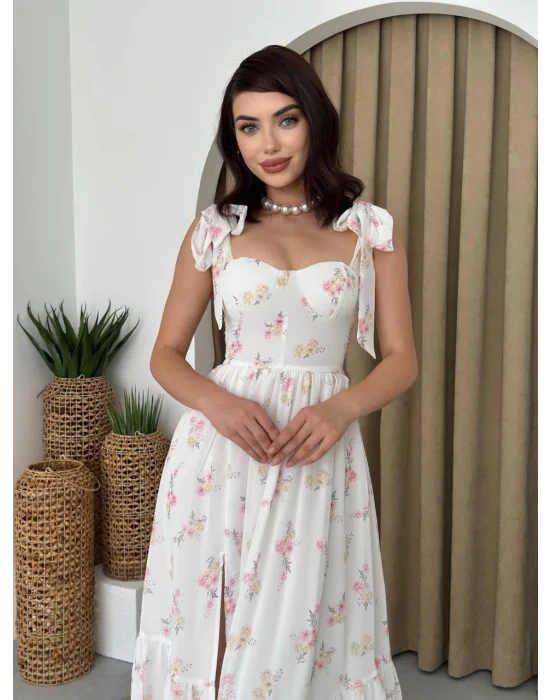 Roseta Bağlamalı Midi Elbise
