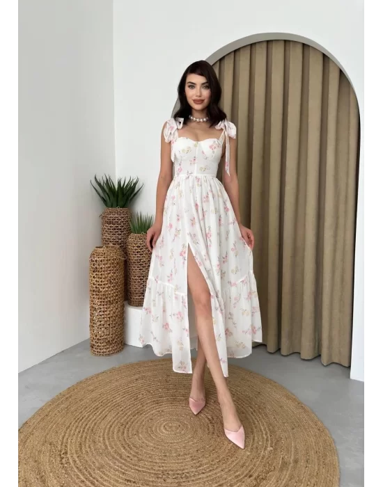 Roseta Bağlamalı Midi Elbise