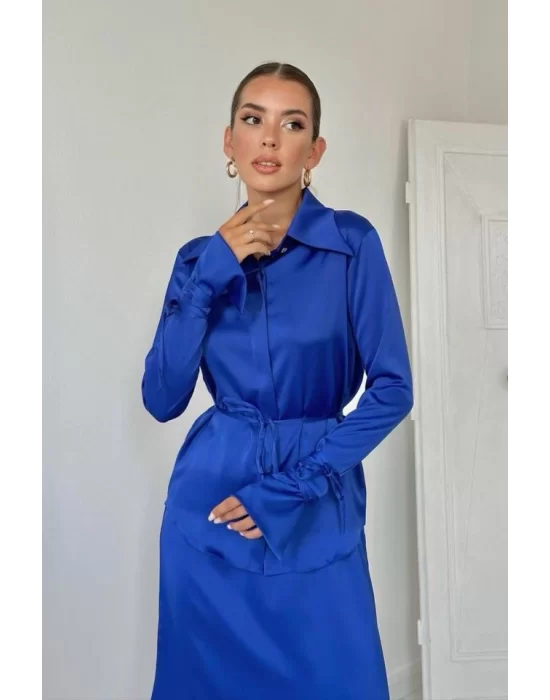 Saks Biyeli Gömlek Ve Etek Takım