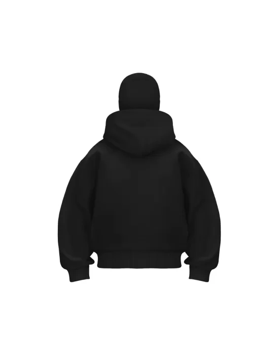 Samuray ZIP Fermuarlı Kapüşonlu SweatShirt- Siyah