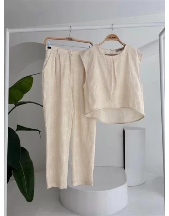 Shalina Süzüne Nakışlı Crop Takım 9796-08