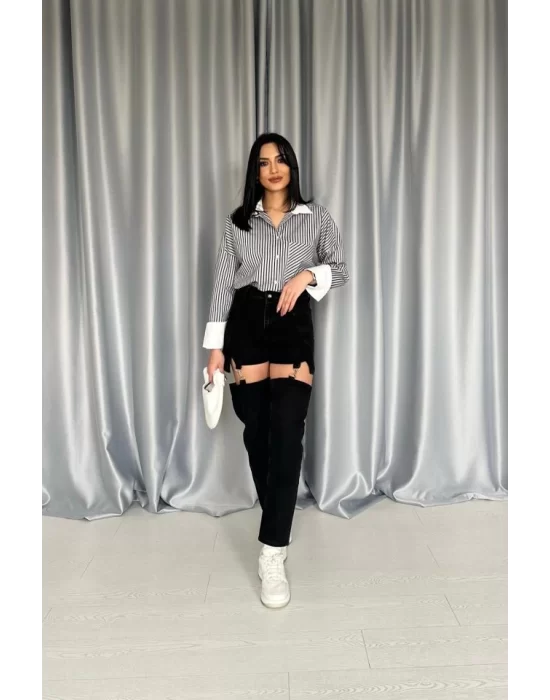 Mavi Askılı İki Parça Jeans Pantolon