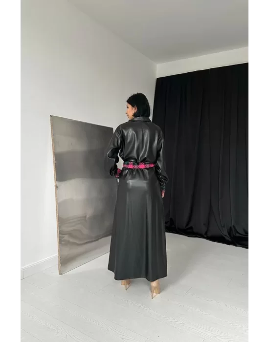 Siyah Garnili Etekli Deri Takım
