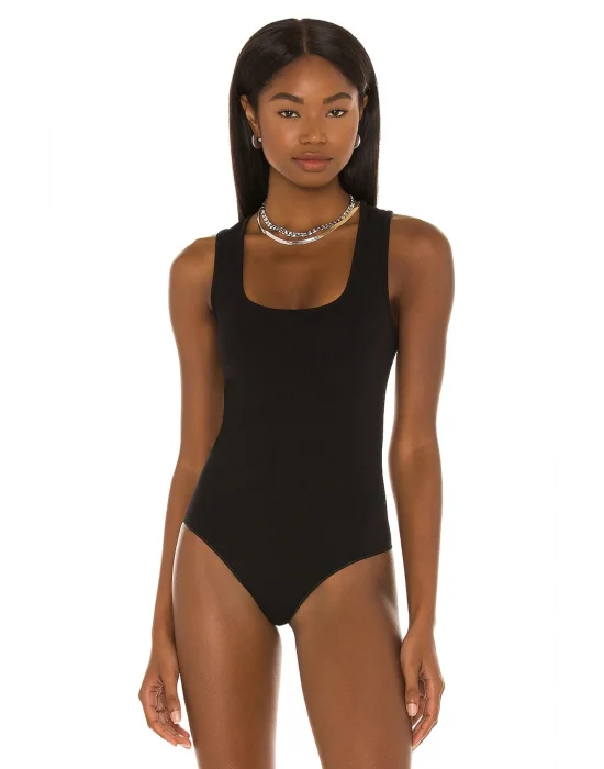 Siyah Kalın Askılı Sıfır Kol Bodysuit