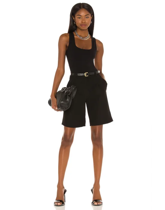 Siyah Kalın Askılı Sıfır Kol Bodysuit