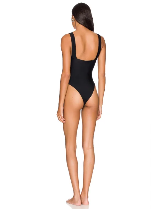 Siyah Kalın Askılı Sıfır Kol Sırt Dekolteli Bodysuit