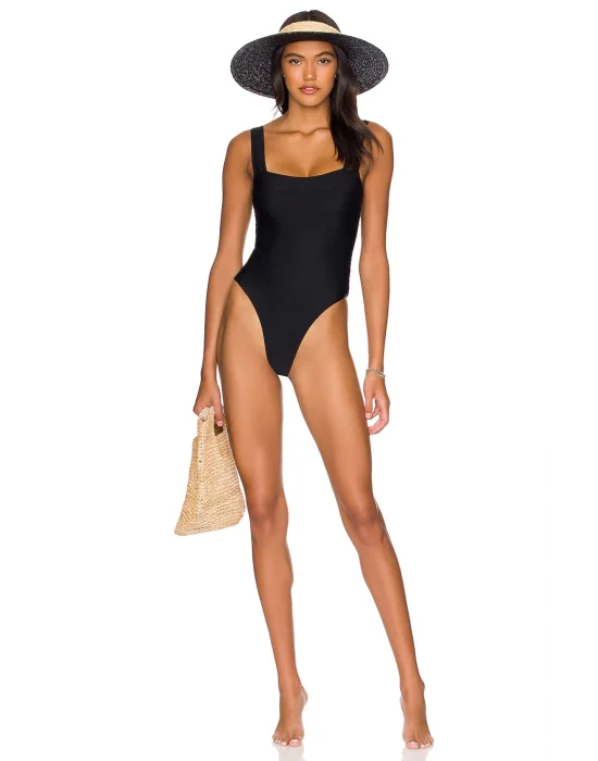 Siyah Kalın Askılı Sıfır Kol Sırt Dekolteli Bodysuit