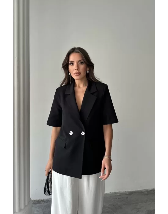 Siyah Kısa Kollu Blazer Ceket
