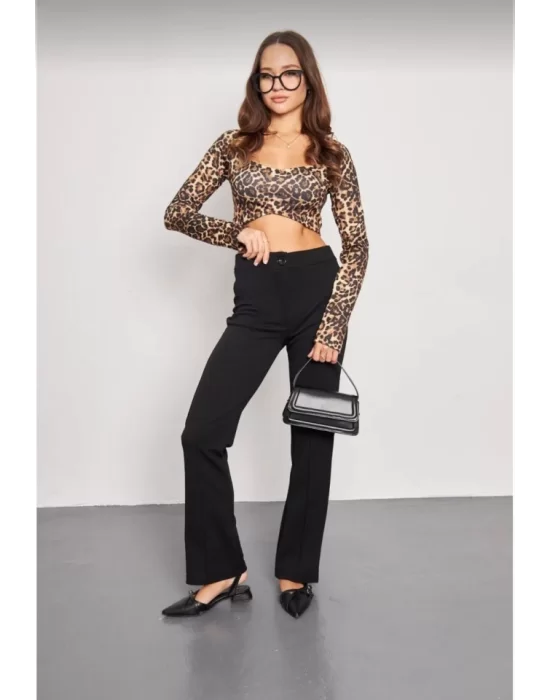 Siyah Palazzo Pantolon Oversize Kesim - Siyah