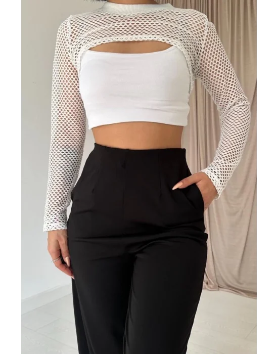 Füme Pensli Lastik Detaylı Pantolon