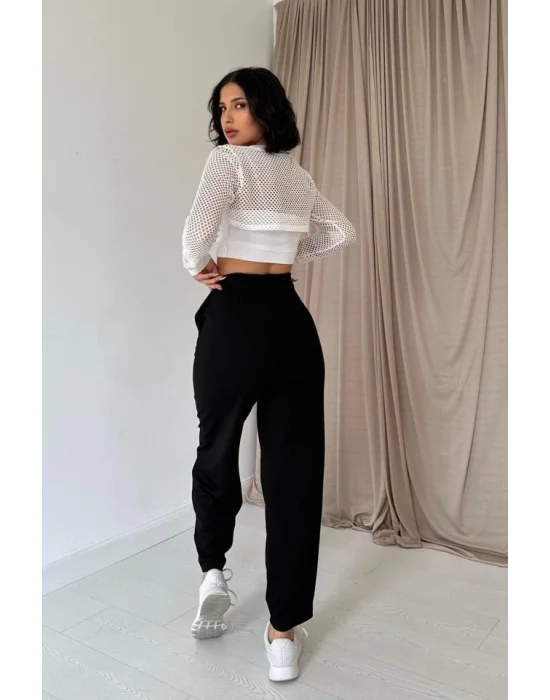 Füme Pensli Lastik Detaylı Pantolon