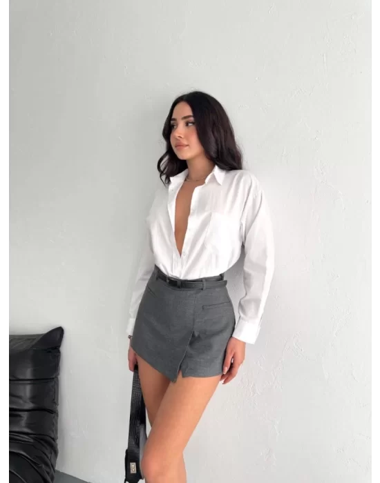 Şortlu Etek - Gri