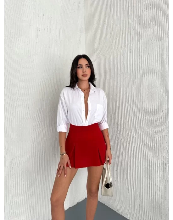Şortlu Etek - Kırmızı