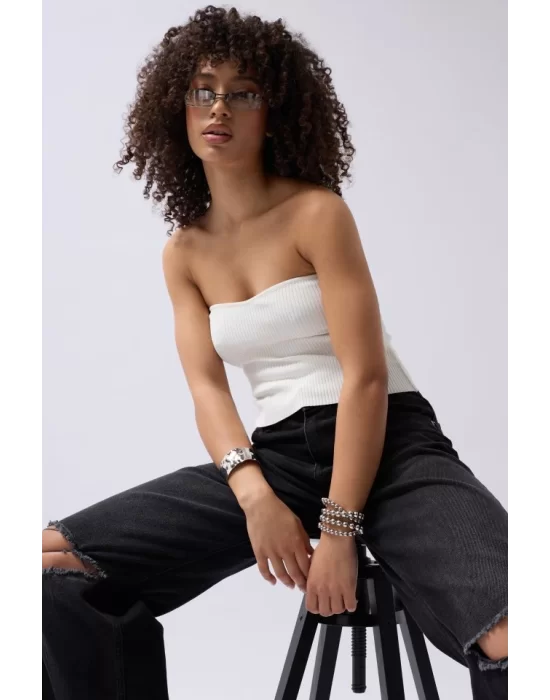 Straplez Dokulu Crop
