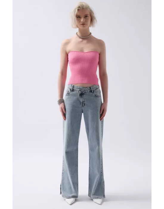 Straplez Dokulu Crop
