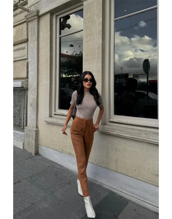 SÜET PANTOLON PENSLİ - Taba