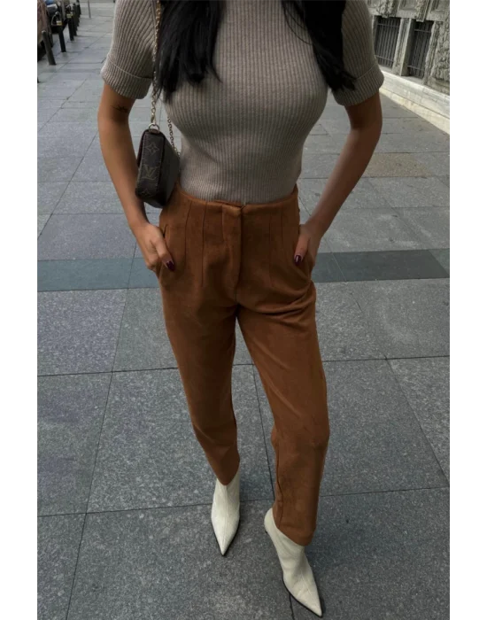 SÜET PANTOLON PENSLİ - Taba