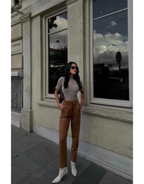 SÜET PANTOLON PENSLİ - Taba