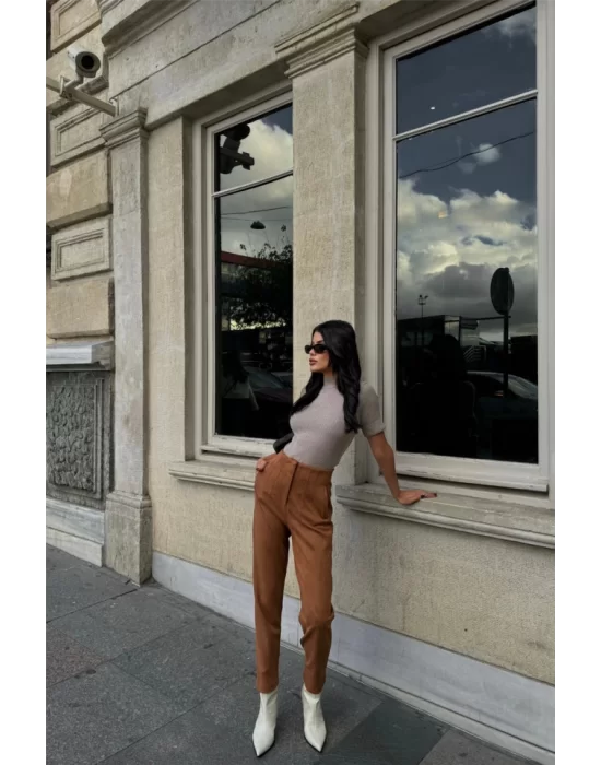 SÜET PANTOLON PENSLİ - Taba