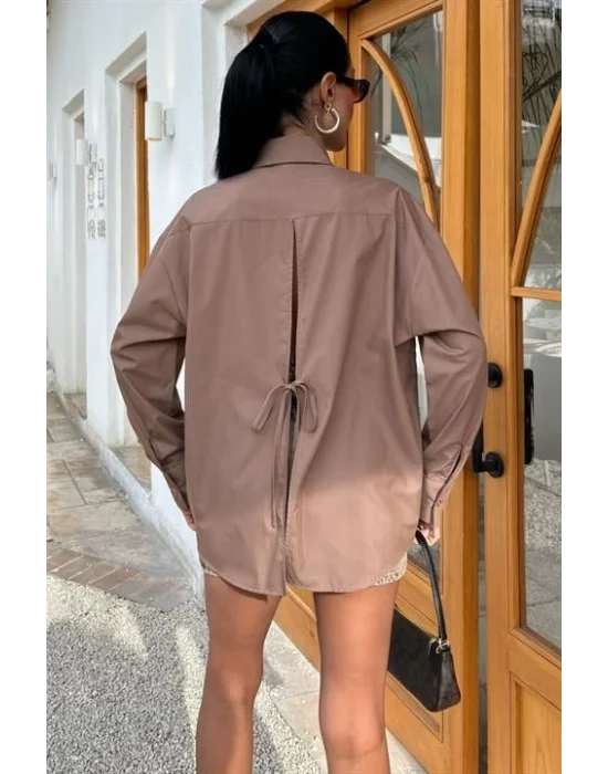 Süzine Cepli Arkası Yırtmaçlı Oversize Gömlek 3420