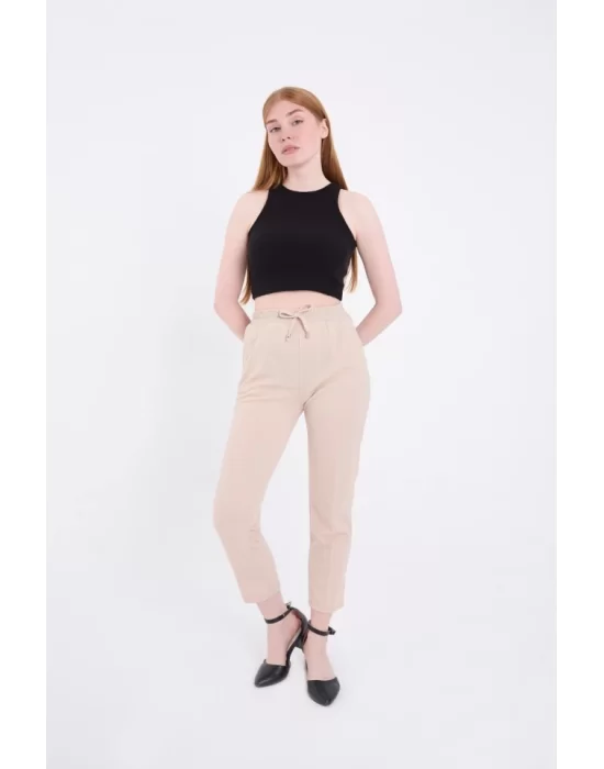 Tam Kalıp Basic Eşofman Pantolon - Bej