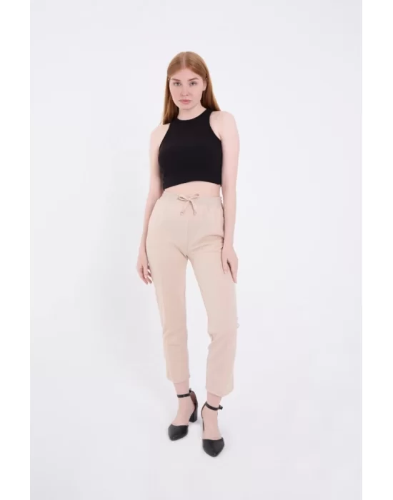 Tam Kalıp Basic Eşofman Pantolon - Bej