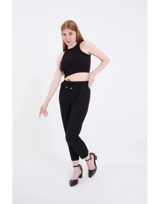 Tam Kalıp Basic Eşofman Pantolon - Siyah