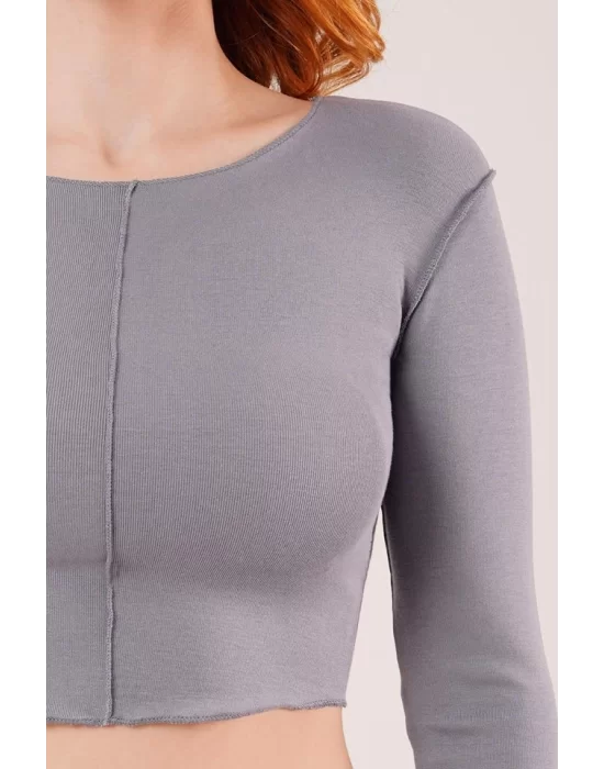Ters Dikişli Basic Antrasit Body Bluz