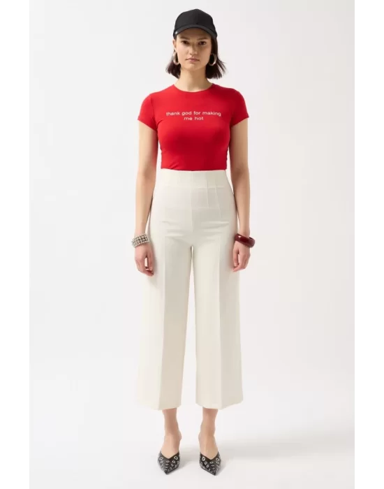 Thanks God Baskılı Likralı Crop T-Shirt