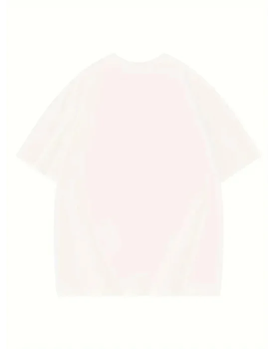 Thousand Baskılı Oversize Bisiklet Yaka T-shirt - Beyaz