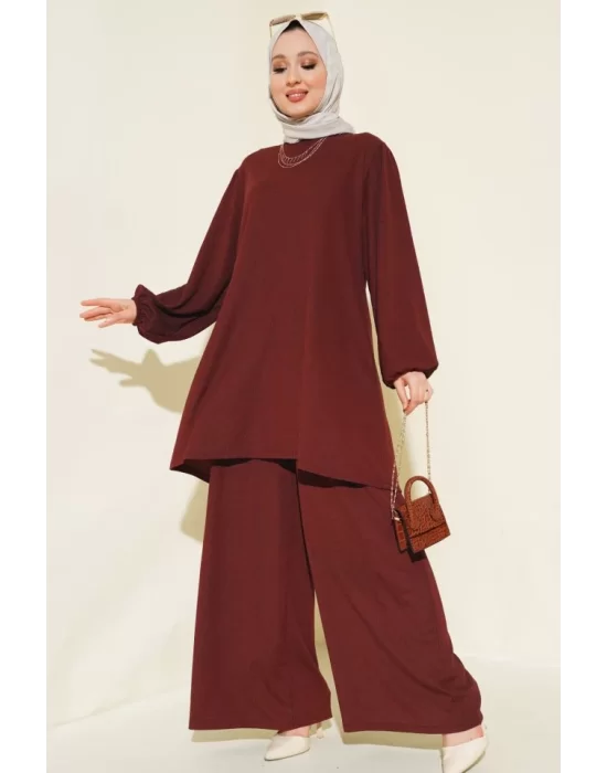 Tunik Pantolon Alt Üst Takım 6663 - Bordo