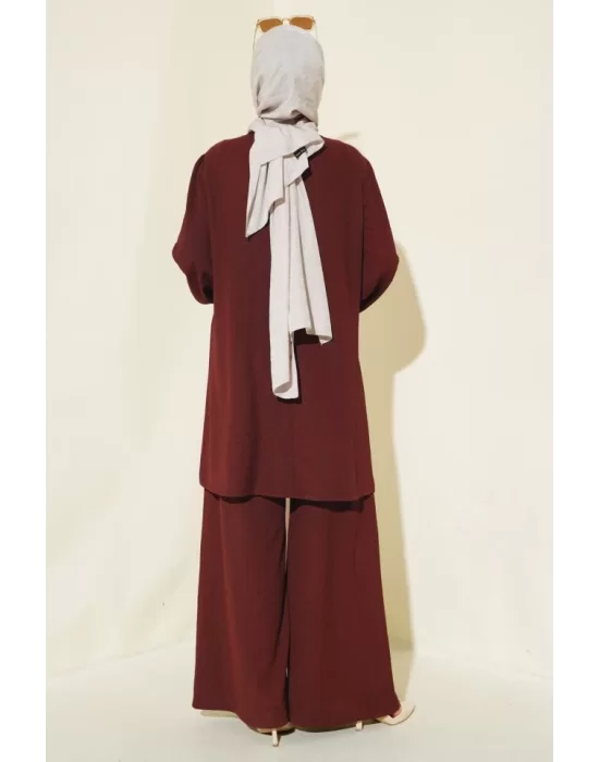 Tunik Pantolon Alt Üst Takım 6663 - Bordo