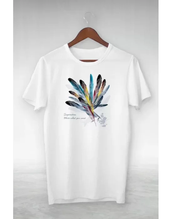 Unisex Baskılı Oversize T-Shirt - Beyaz