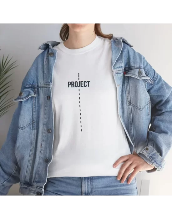 Unisex Bisiklet Yaka Baskılı T-Shirt - Beyaz