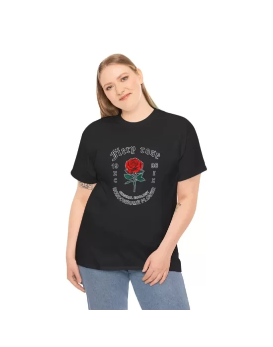 Unisex Bisiklet Yaka Baskılı T-Shirt - Siyah