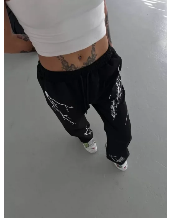 Unisex Dijital Baskılı Eşofman Altı - Siyah