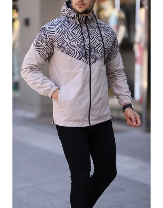 Unisex Kapüşonlu İçi Astarlı Yağmurluk - Bej
