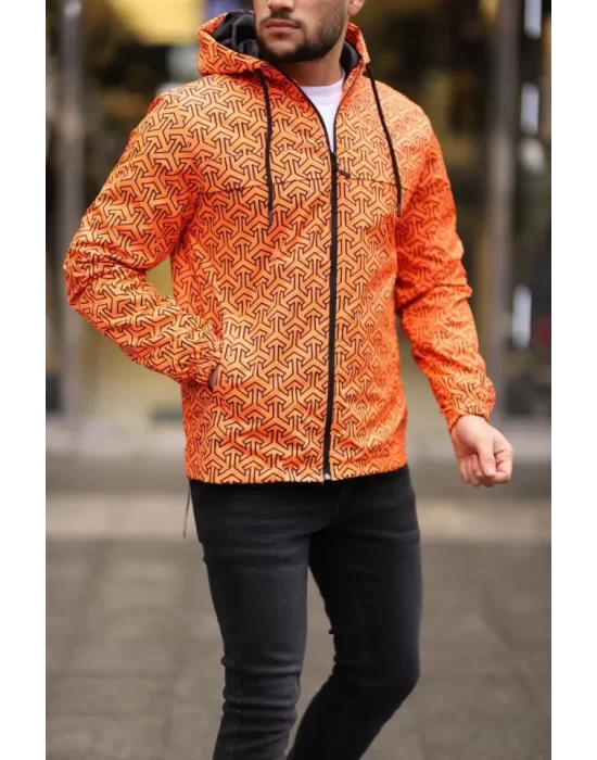 Unisex Kapüşonlu İçi Astarlı Yağmurluk - Turuncu