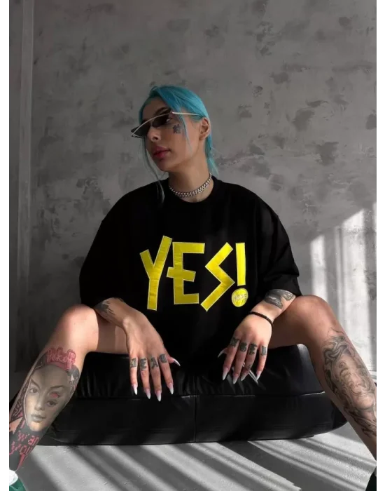 Unisex Nakış İşlemeli T-Shirt - Siyah