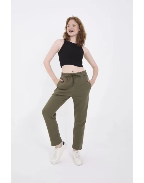 Unisex Üç İplik Basic Eşofman Pantolon - Hakİ